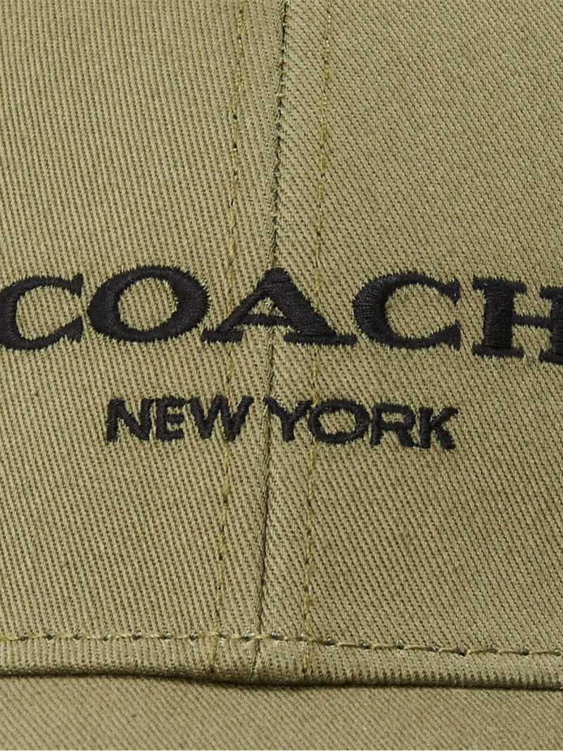 Coach Ch409mgr Embroidered Logo Baseball Cap — Green Cotton Caps