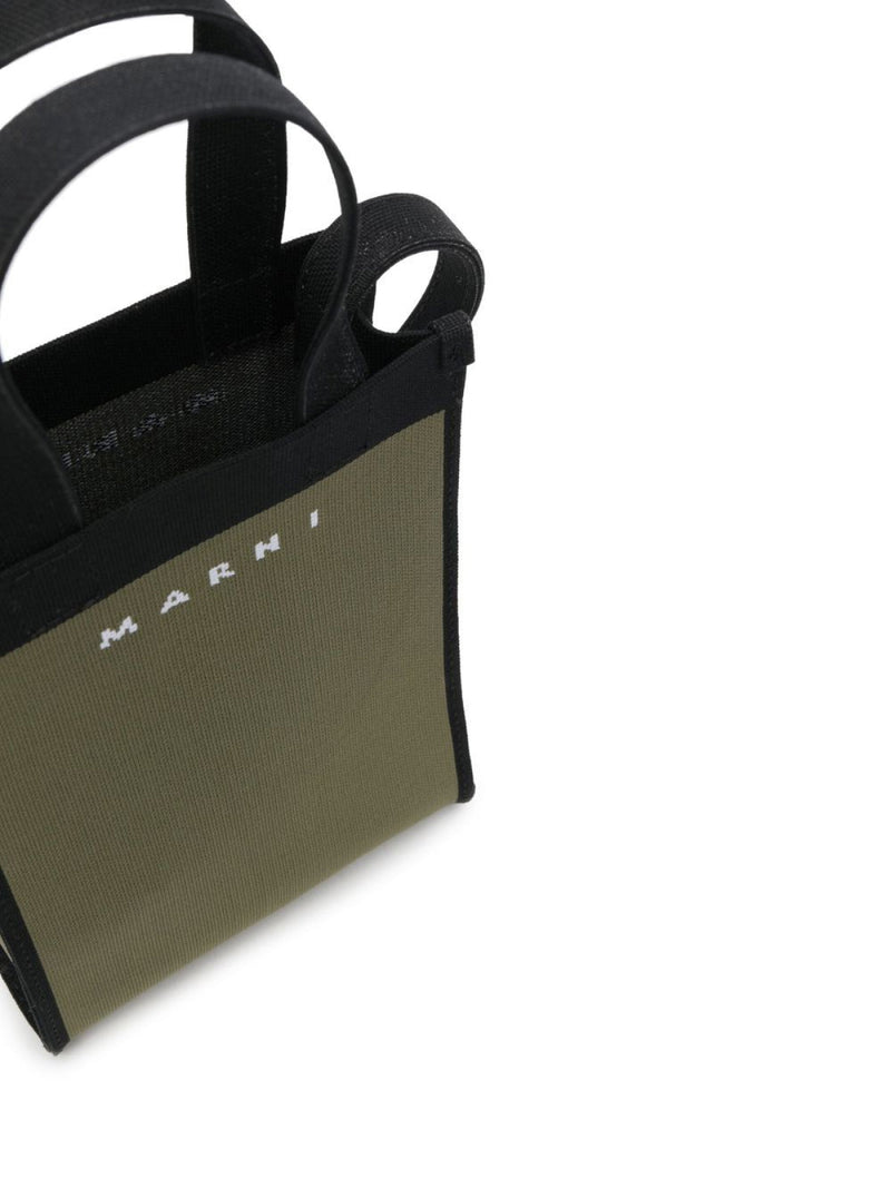 Marni Logo Knit Tote Bag — Green Polyester