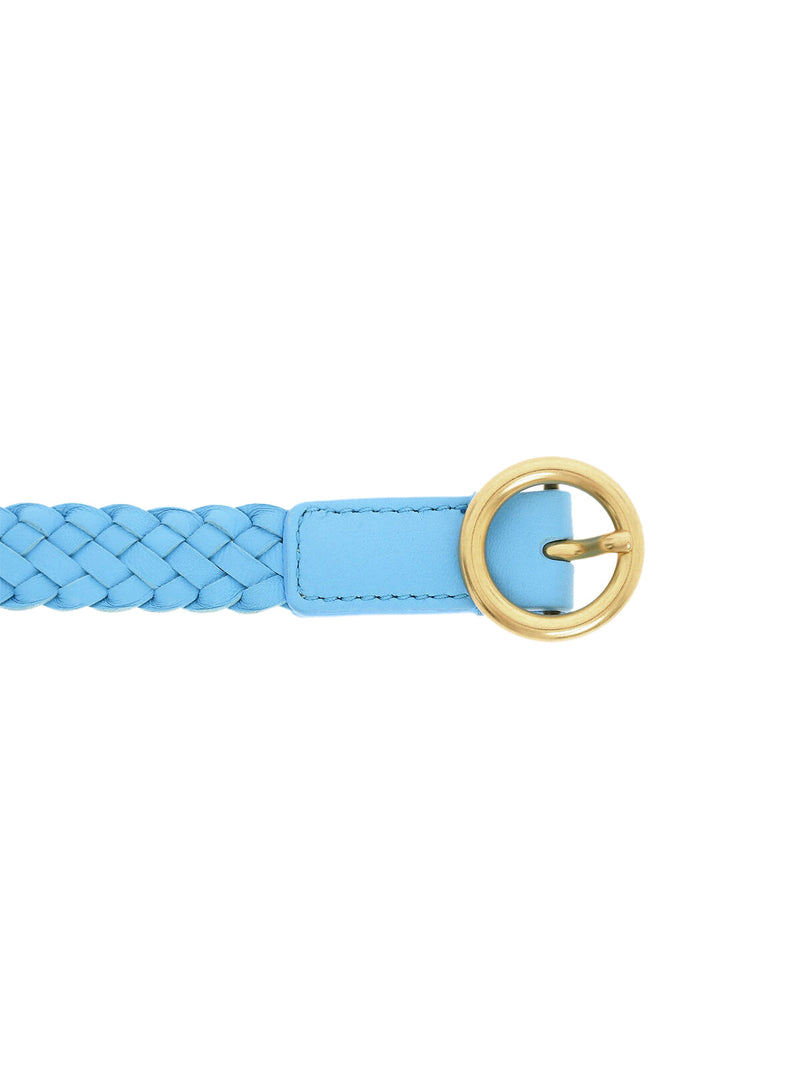 Bottega Veneta Intrecciato Nappa Belt — Blue Leather