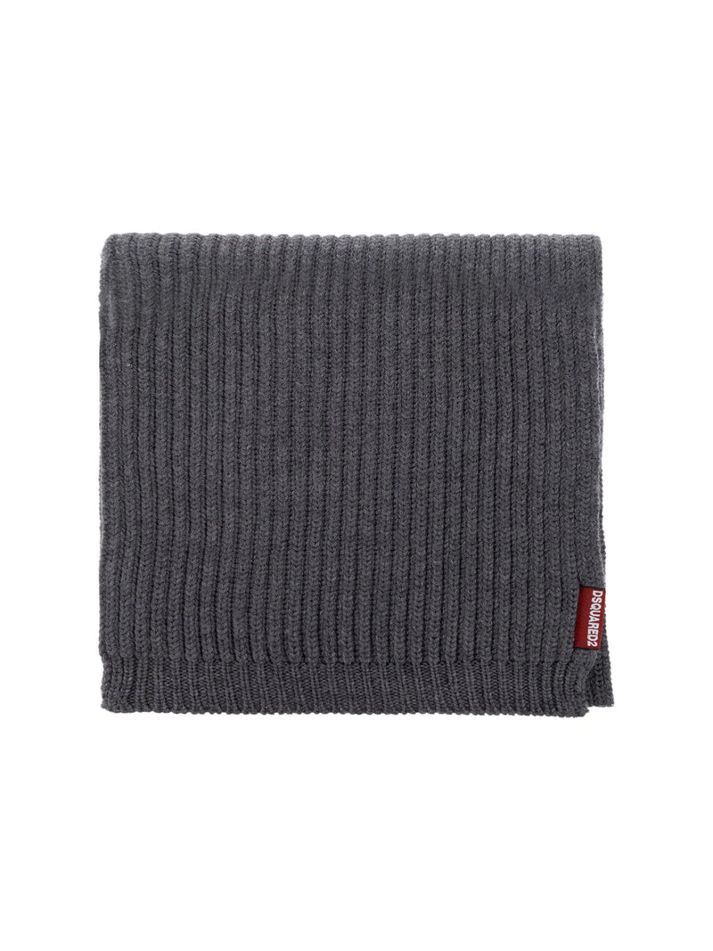 Dsquared2 Knm006501w067572122 Beanie And Scarf Set — Gray Wool Beanies