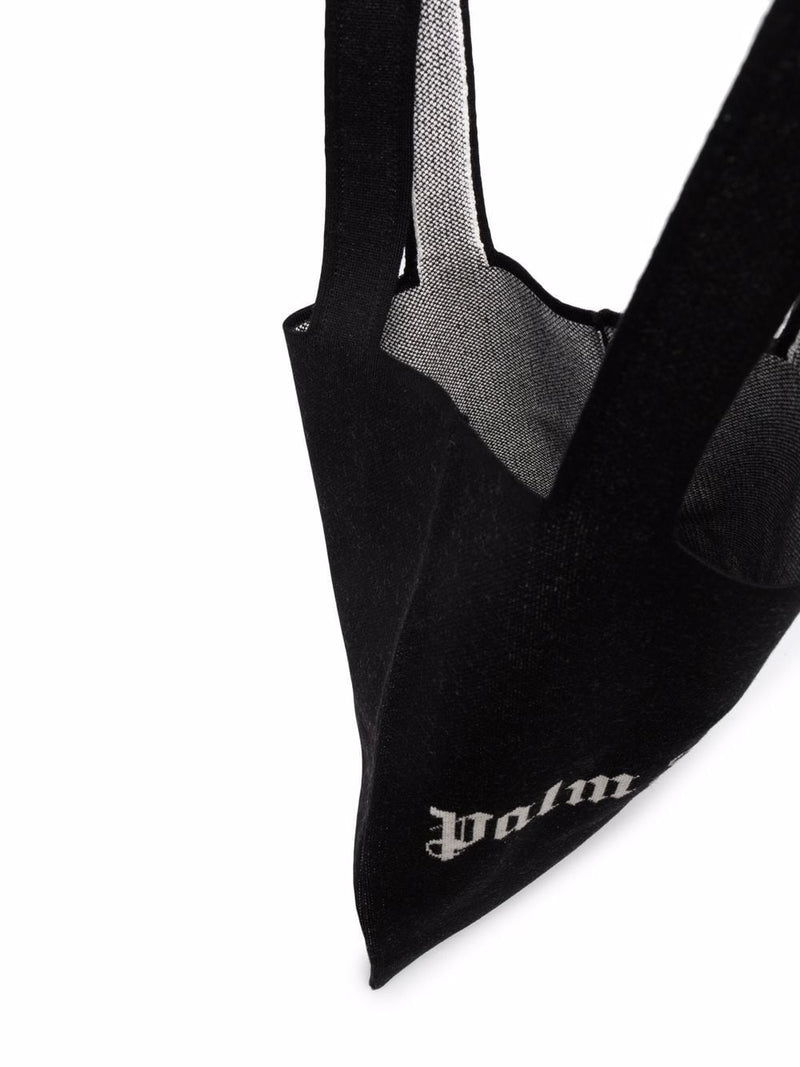 Palm Angels Knit Logo Tote Bag — Black Wool