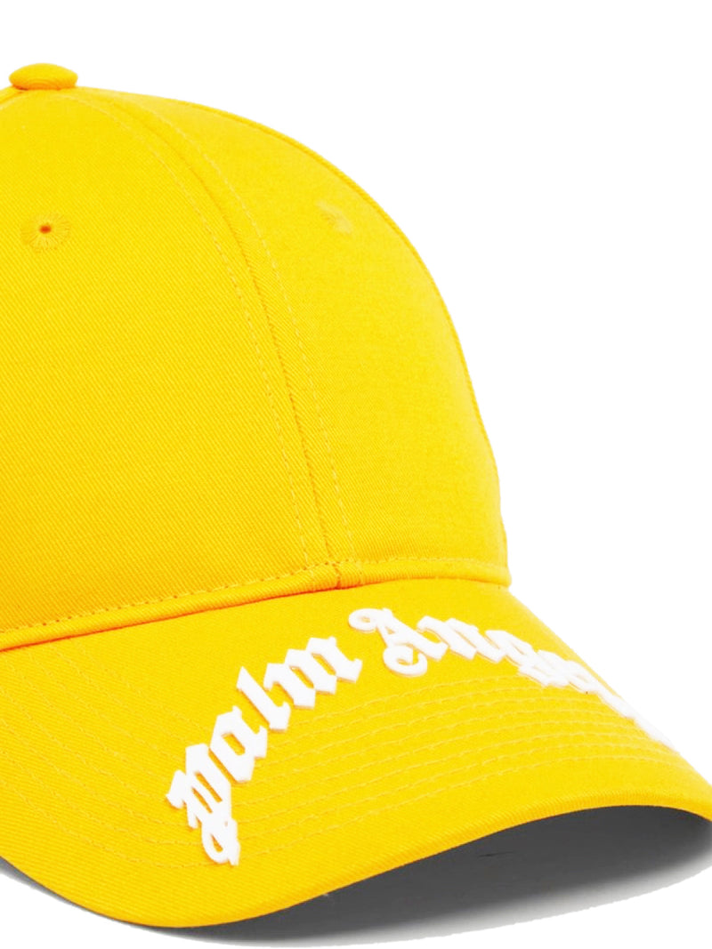 Palm Angels Pmlb053s22fab0021801 Curved Logo Baseball Cap — Yellow Cotton Caps