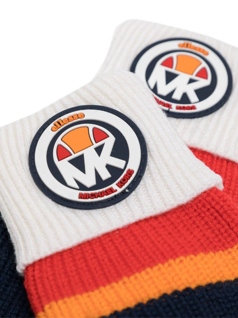 Michael Kors Logo Mittens Gloves — Blue Merino Wool