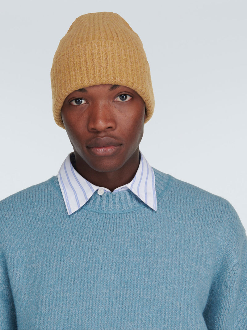 Acne Studios C40299 Beanie — Beige Wool Beanies