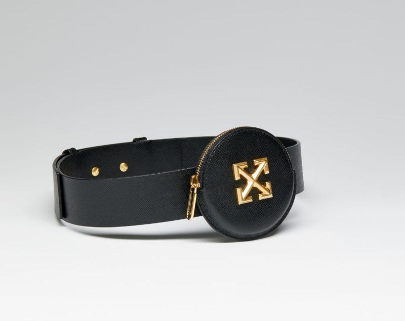 Off-White Leather Coin Purse Belt Wallet — Black