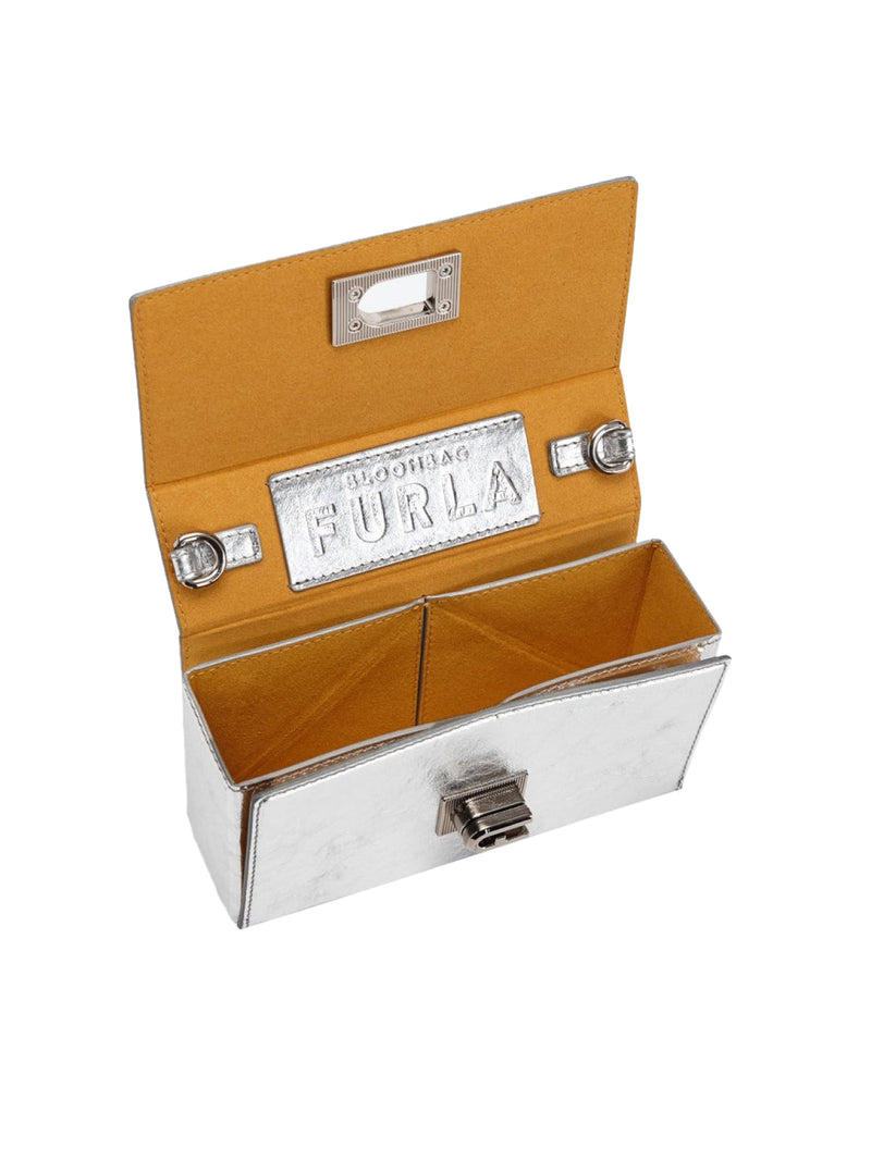 Furla Shoulder Bag — Silver Textile