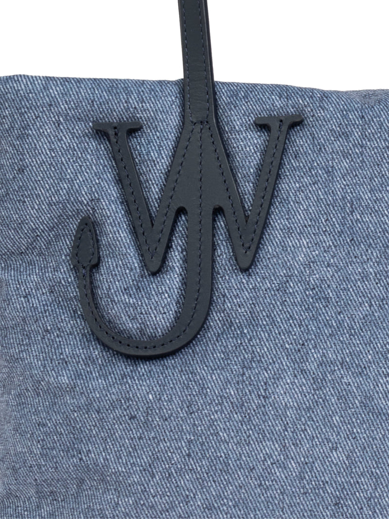 Jw Anderson Quilted Puffy Anchor Logo Tote Bag — Blue Textile