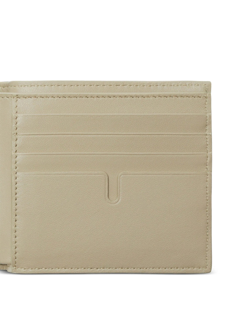 Burberry Logo Plaque Bifold Wallet — Green Leather
