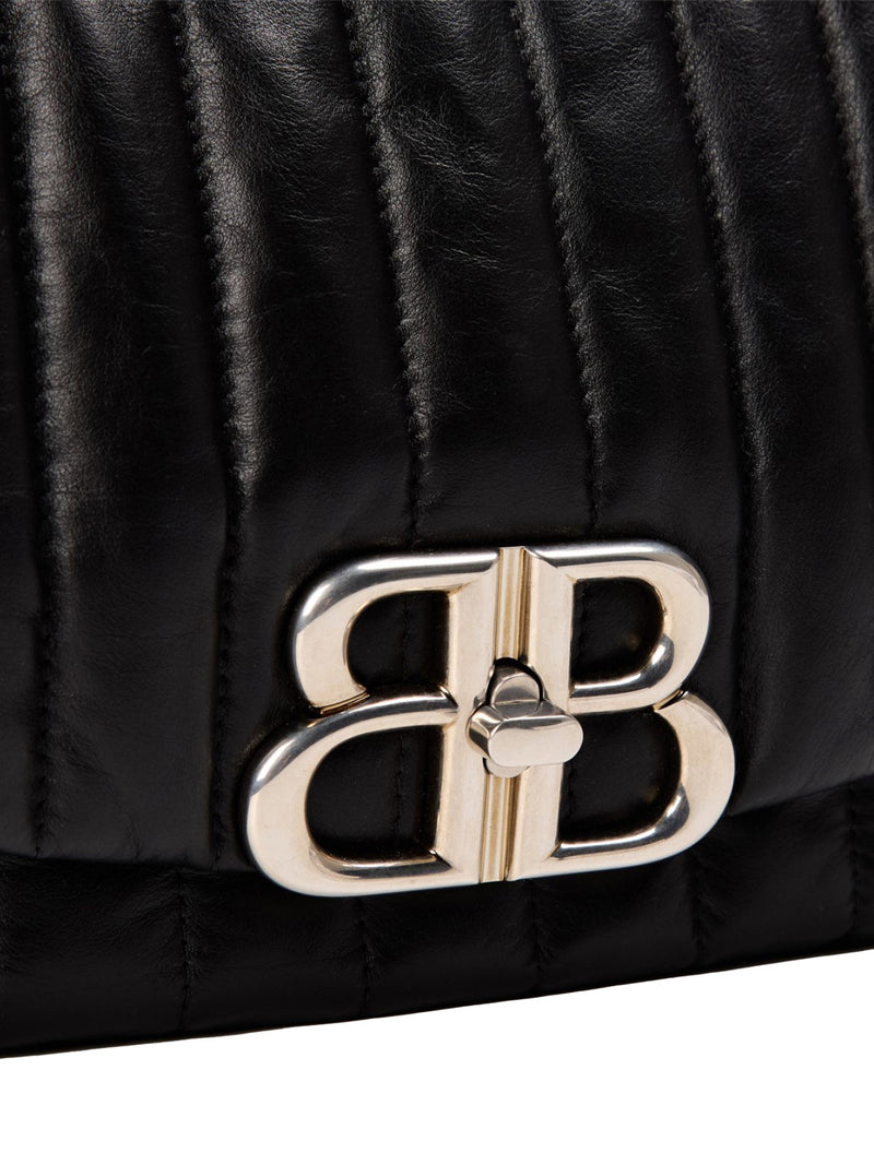Balenciaga Monaco Shoulder Bag — Black Leather