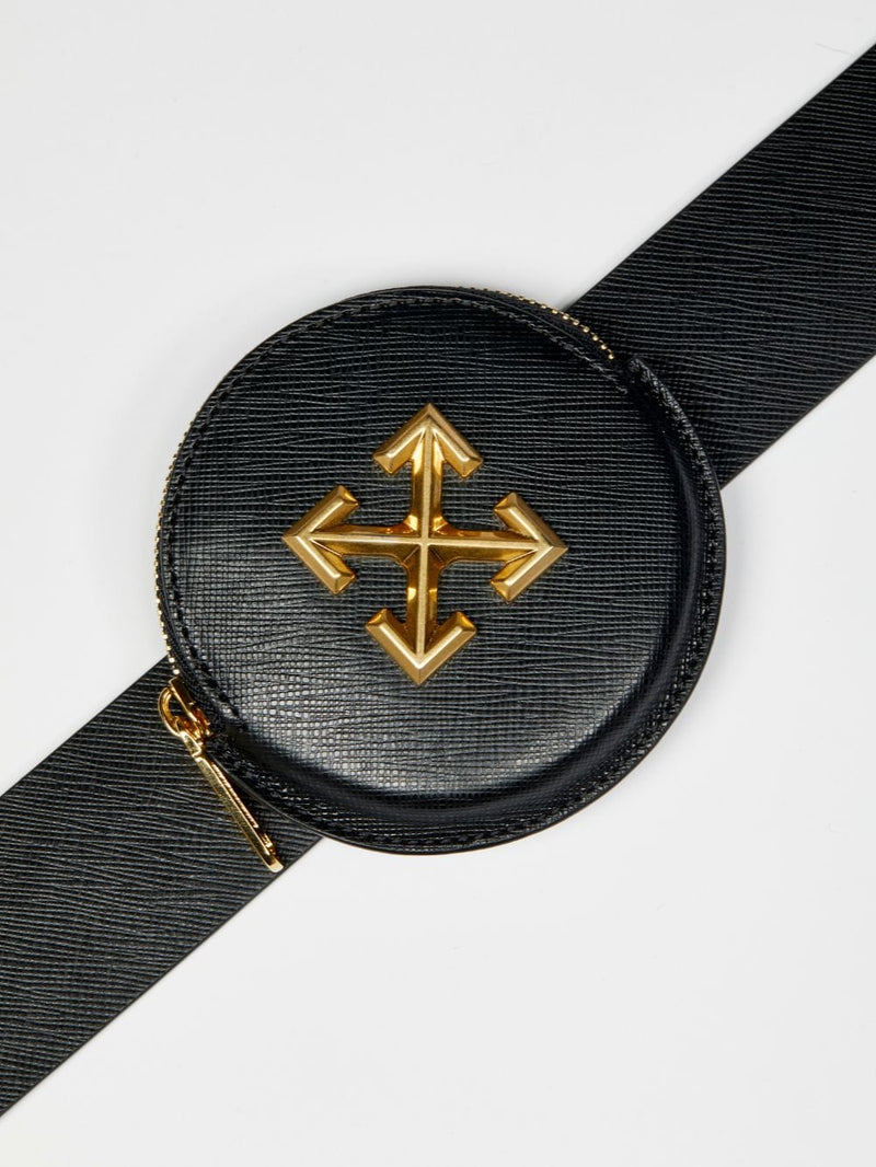 Off-White Leather Coin Purse Belt Wallet — Black