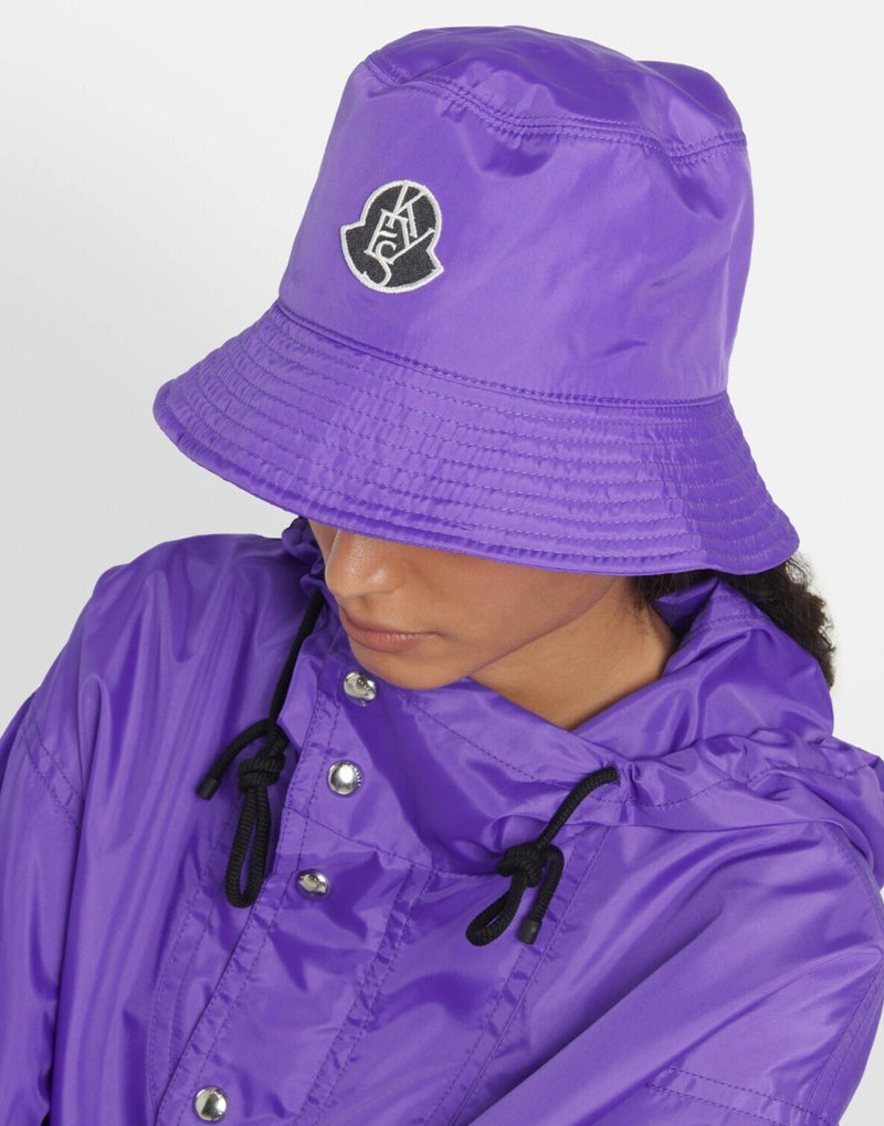 Moncler I109f3b00004596t163i Logo Bucket Hat — Purple Polyester