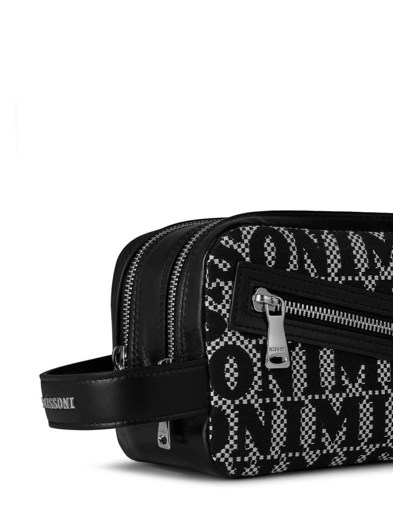 Missoni Logo-Jacquard Clutch — Black Leather