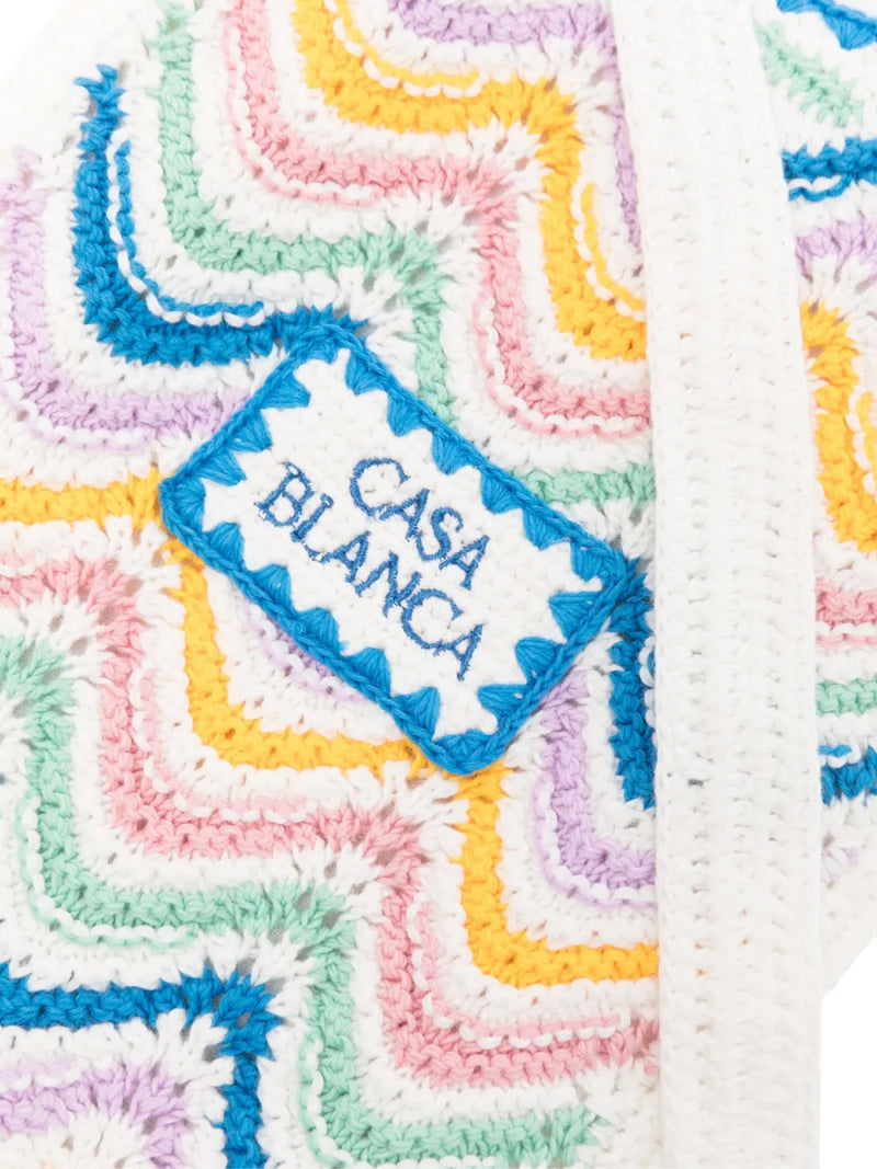 Casablanca Gradient Wave Crochet Crossbody Bag — Multicolor Cotton