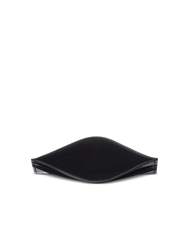Ferragamo Diagonal Logo Leather Card Case — Black Wallet