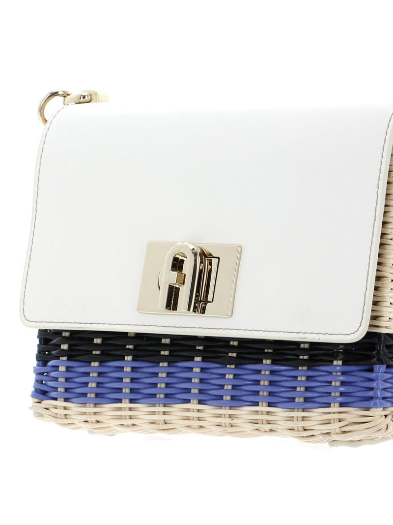 Furla Wicker And Leather Shoulder Bag — White