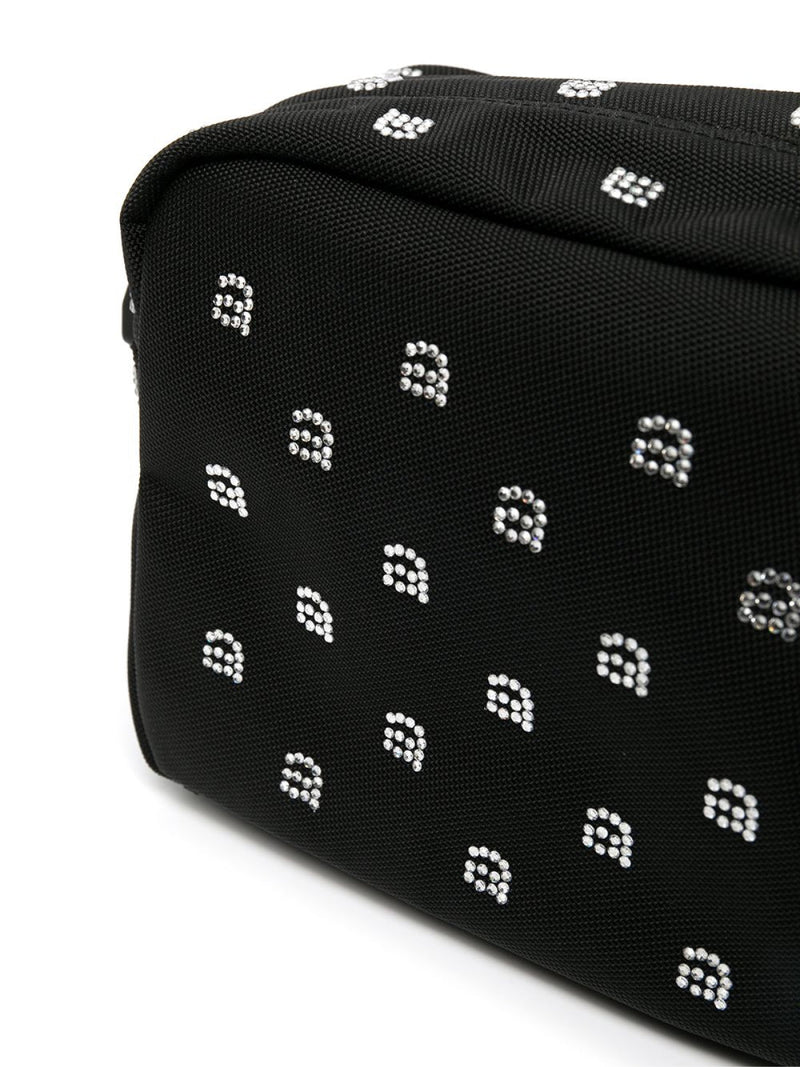 Alexander Wang Wangsport Crystal Logo Shoulder Bag — Black Textile