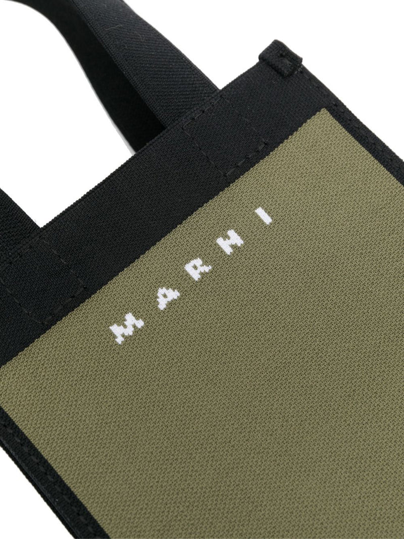Marni Logo Knit Tote Bag — Green Polyester