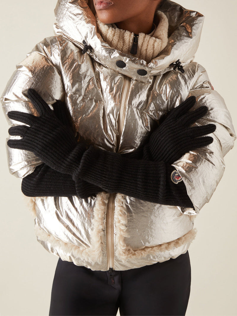 Moncler Logo Patch Virgin Wool Gloves — Black