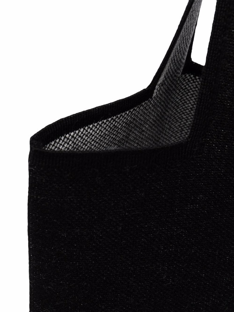 Palm Angels Knit Logo Tote Bag — Black Wool