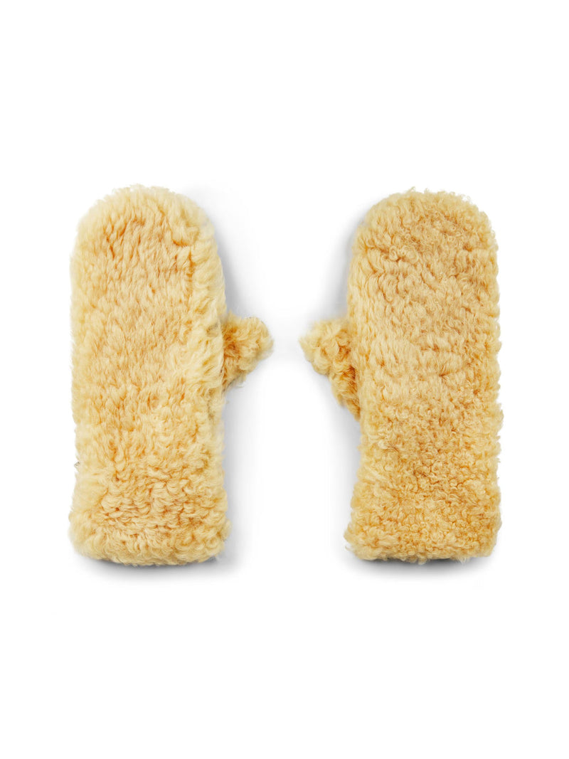 Bottega Veneta Teddy Shearling And Leather Logo Gloves — Beige