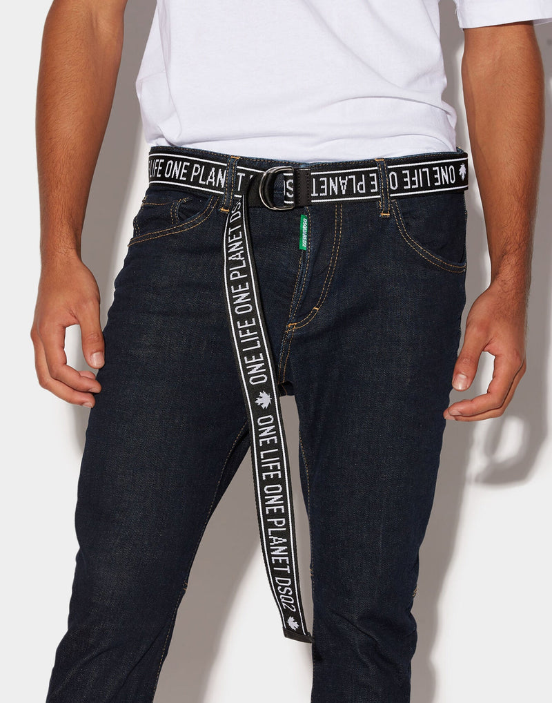 Dsquared2 Logo Industrial Tape Belt — Black Textile