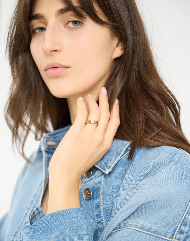 Versace Logo Ring — Gold Metal Rings