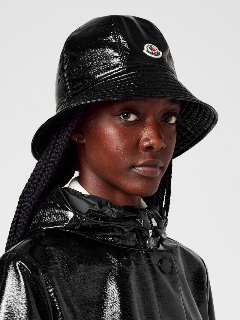 Moncler J20933b00011596l1999 Logo Patch Bucket Hat — Black Polyester