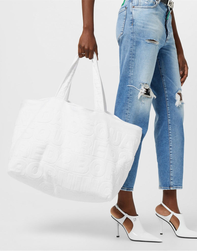 Dsquared2 Tote Bag — White Cotton