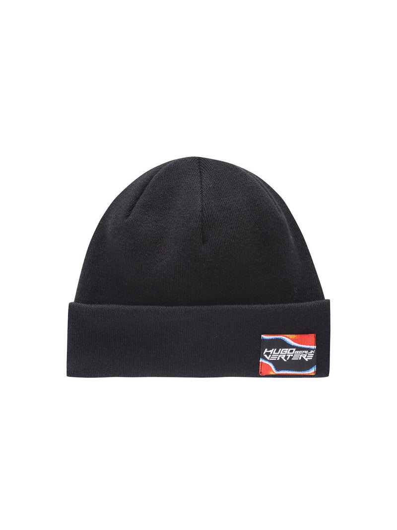 Hugo Boss 50464420001 Wool-Cotton Blend Beanie — Black Beanies