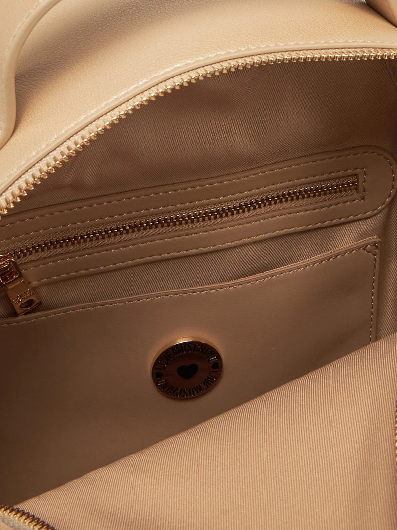 Moschino Logo Lettering Backpack — Beige Polyurethane