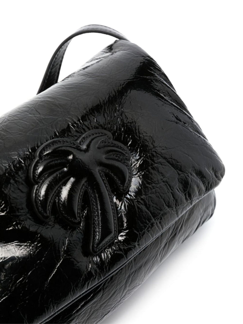 Palm Angels Logo-Embossed Leather Shoulder Bag — Black