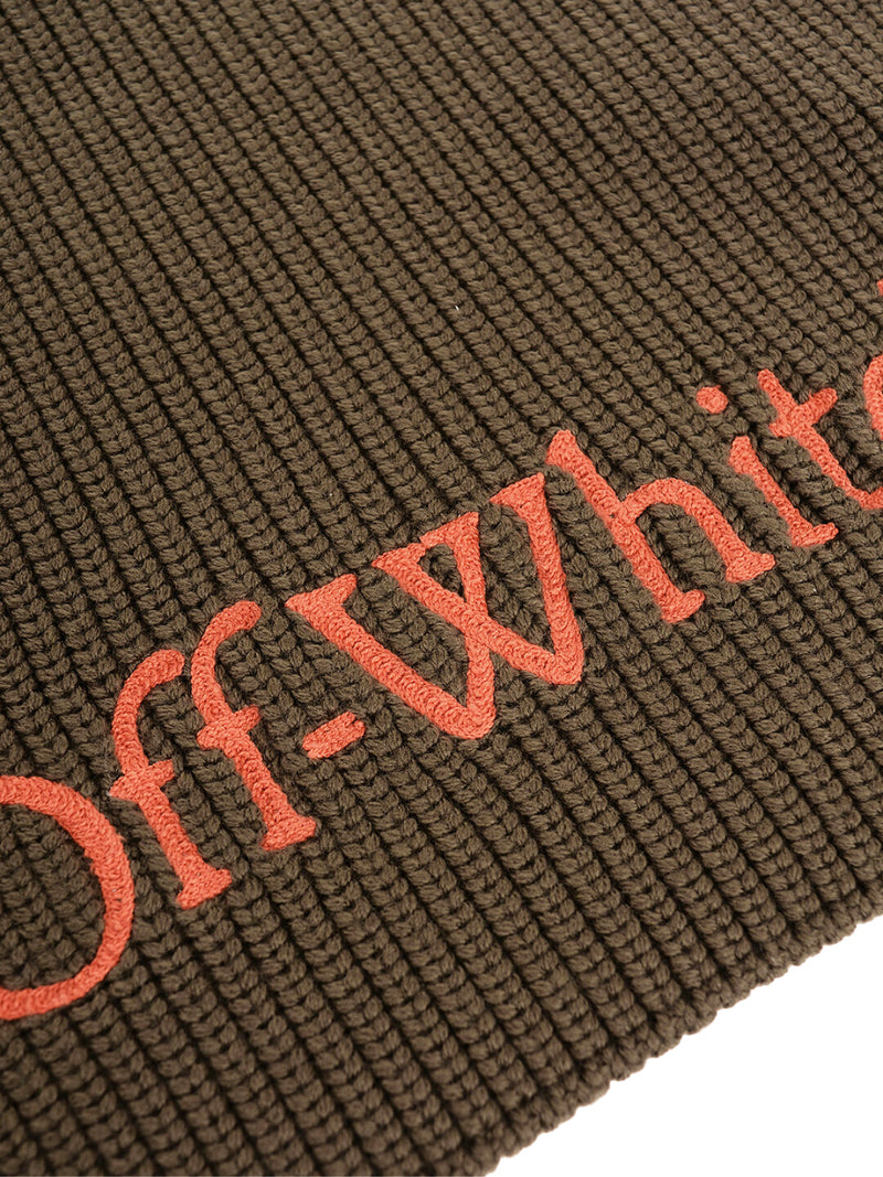 Off-White Bookish Logo Knit Wool Scarf — Green Virgin Scarfs