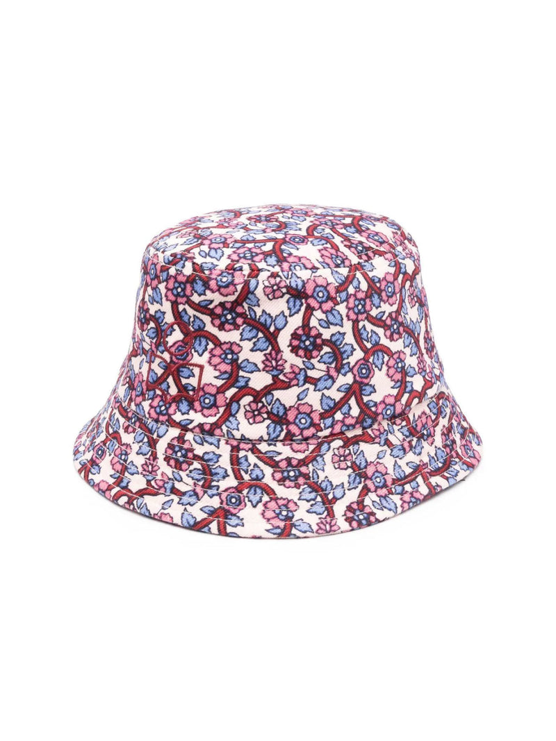 Isabel Marant Cu001xfaa1c18a23 Floral Print Logo Bucket Hat — Beige Cotton