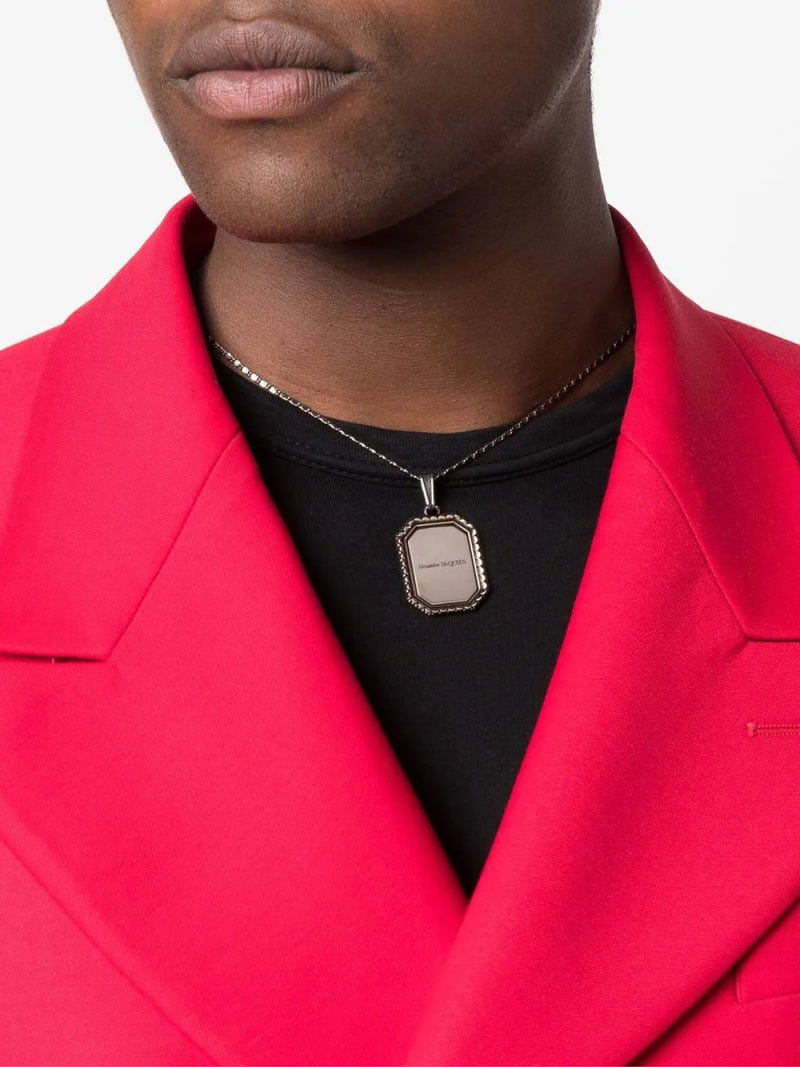 Alexander Mcqueen Plate Medallion Cameo Chain Necklace — Silver Brass Necklaces