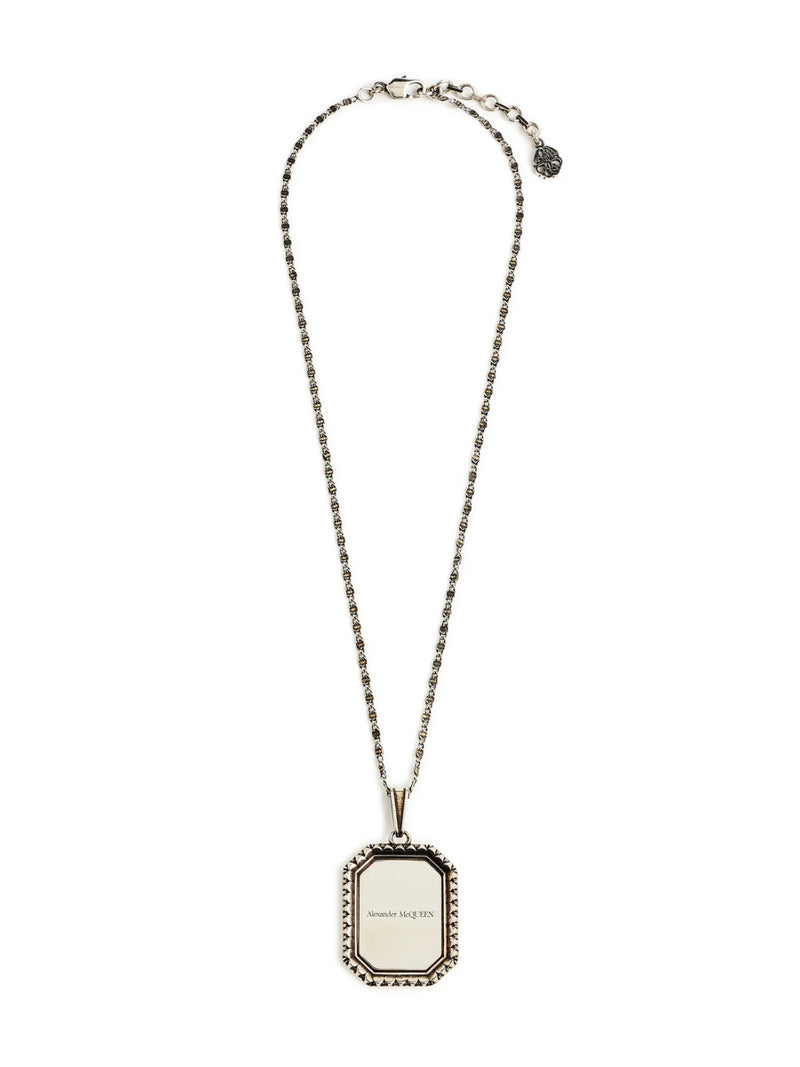 Alexander Mcqueen Plate Medallion Cameo Chain Necklace — Silver Brass Necklaces