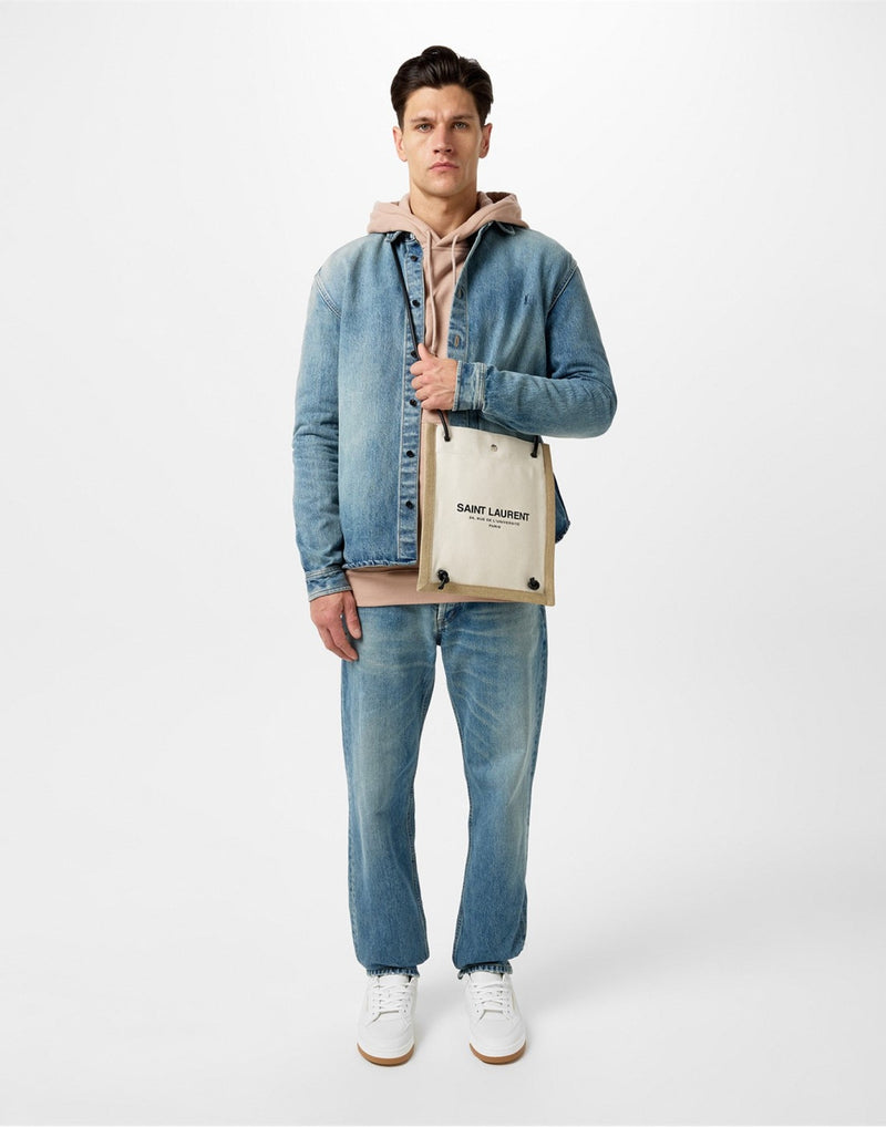 Saint Laurent Universite Crossbody Bag — White Textile