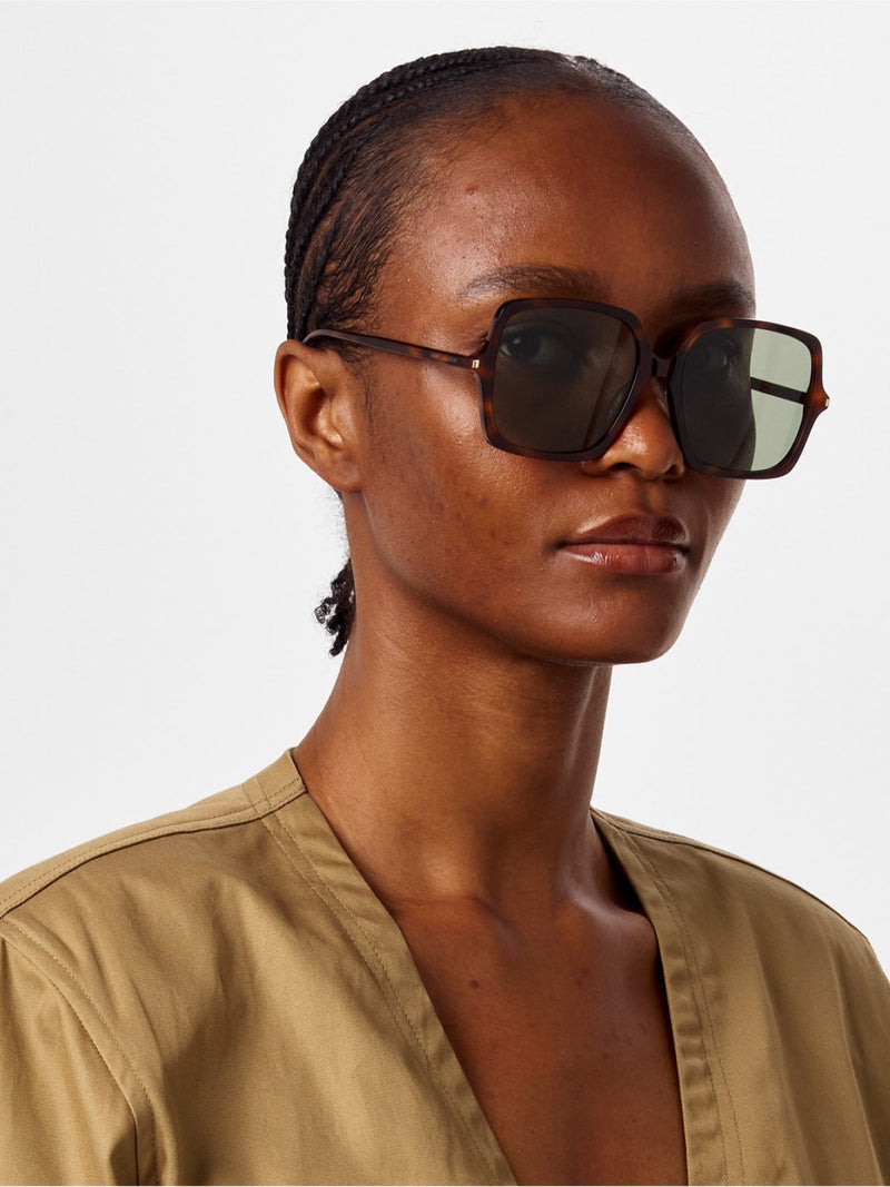 Saint Laurent Sl591002 Logo-Engraved Sunglasses — Brown Acetate