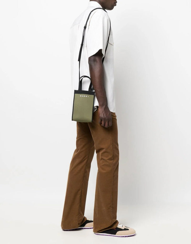 Marni Logo Knit Tote Bag — Green Polyester