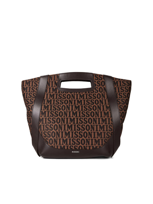 Missoni Logo Jacquard Tote Bag — Brown Wool