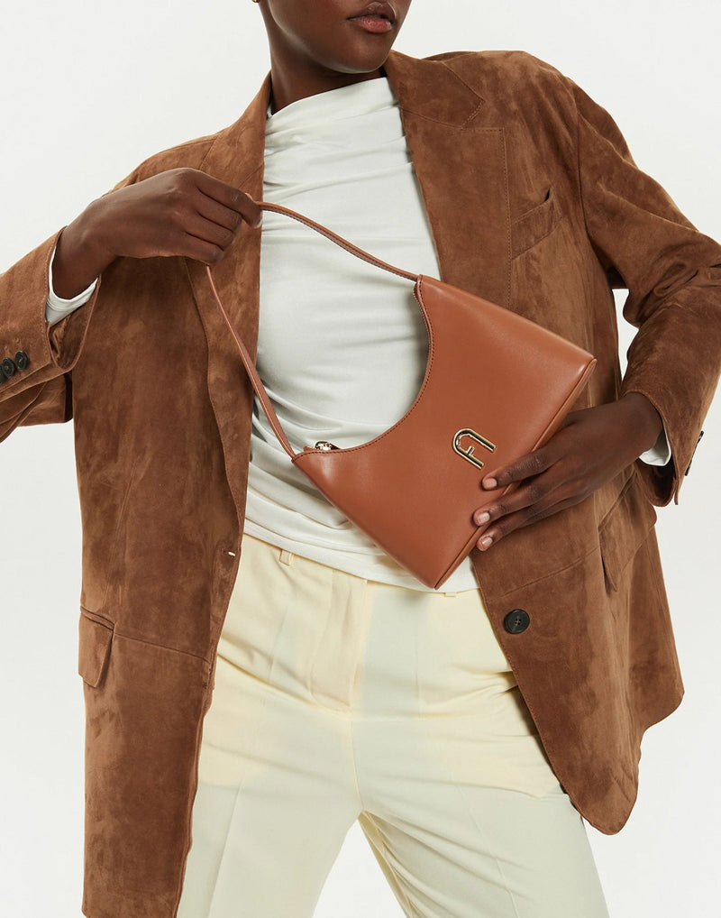 Furla Diamante Shoulder Bag — Brown Leather