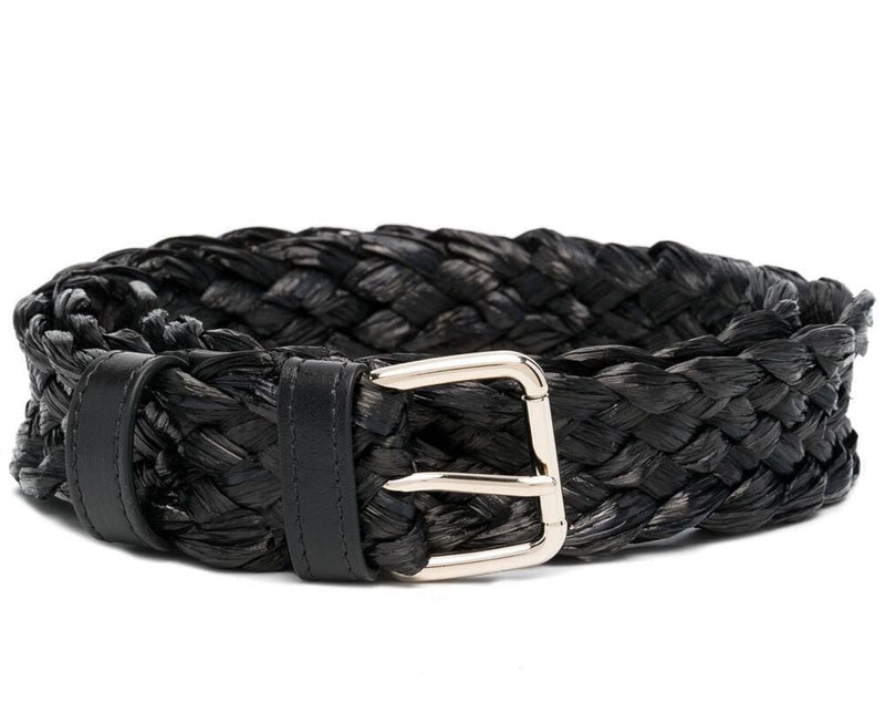 Red Valentino Woven Logo Belt — Black Textile
