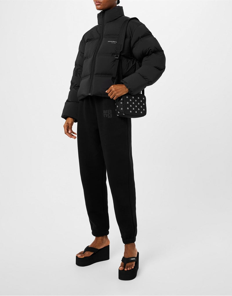 Alexander Wang Wangsport Crystal Logo Shoulder Bag — Black Textile