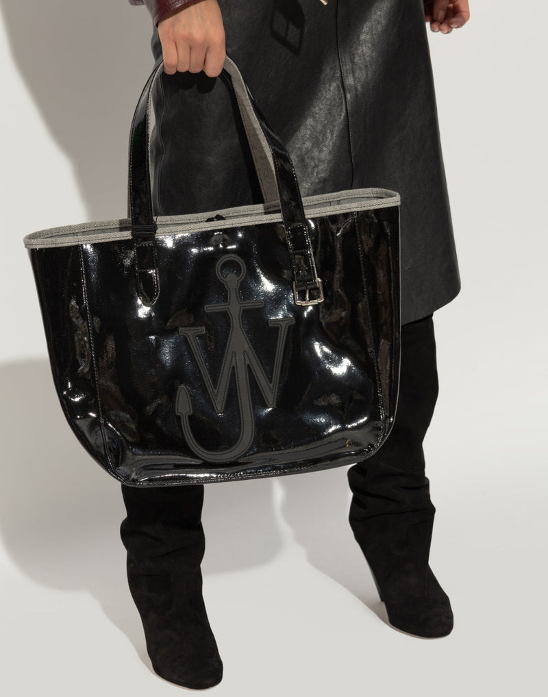 Jw Anderson Belt Anchor Logo Tote Bag — Black Textile
