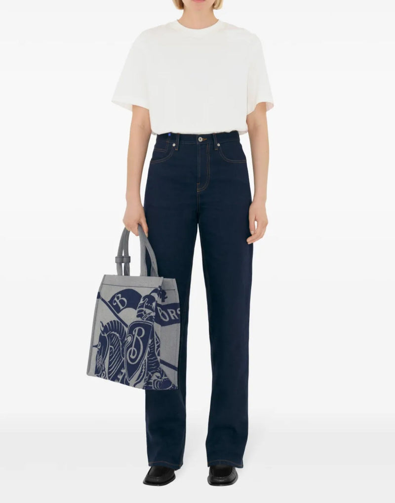 Burberry Ekd Knight Tote Bag — Gray Textile