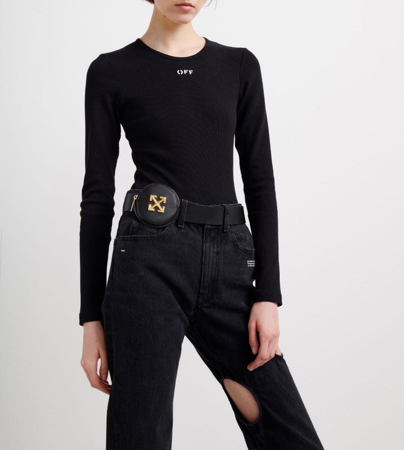 Off-White Leather Coin Purse Belt Wallet — Black
