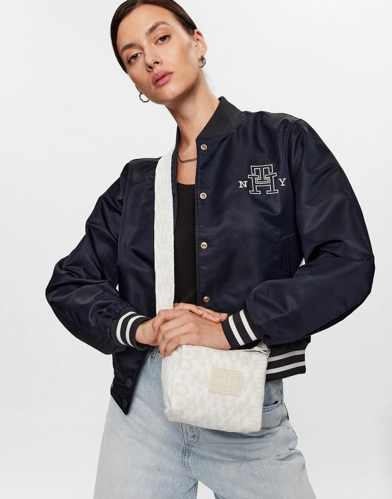Tommy Hilfiger Logomania Crossbody Bag — Beige Textile