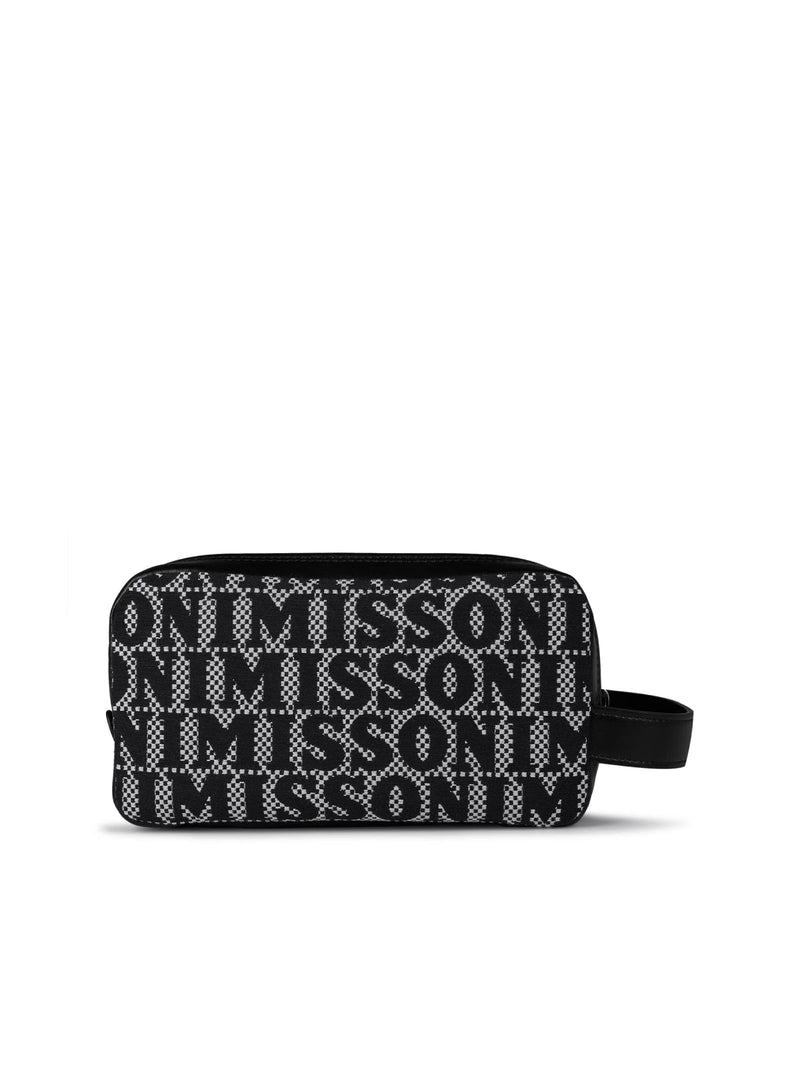 Missoni Logo-Jacquard Clutch — Black Leather
