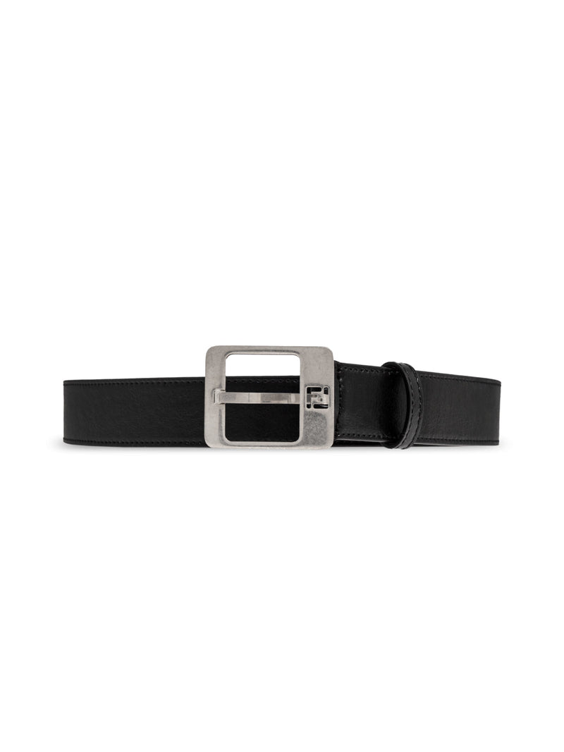 Fendi Ff Monogram Buckle Belt — Black Leather