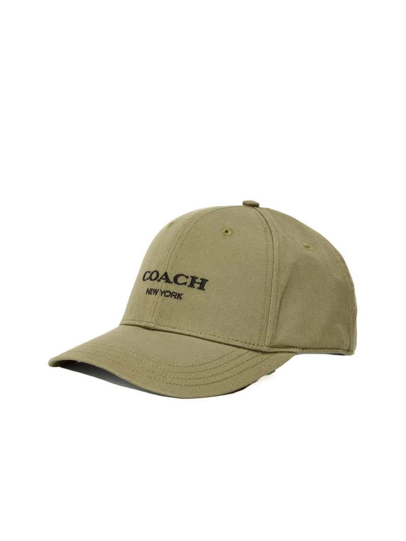 Coach Ch409mgr Embroidered Logo Baseball Cap — Green Cotton Caps