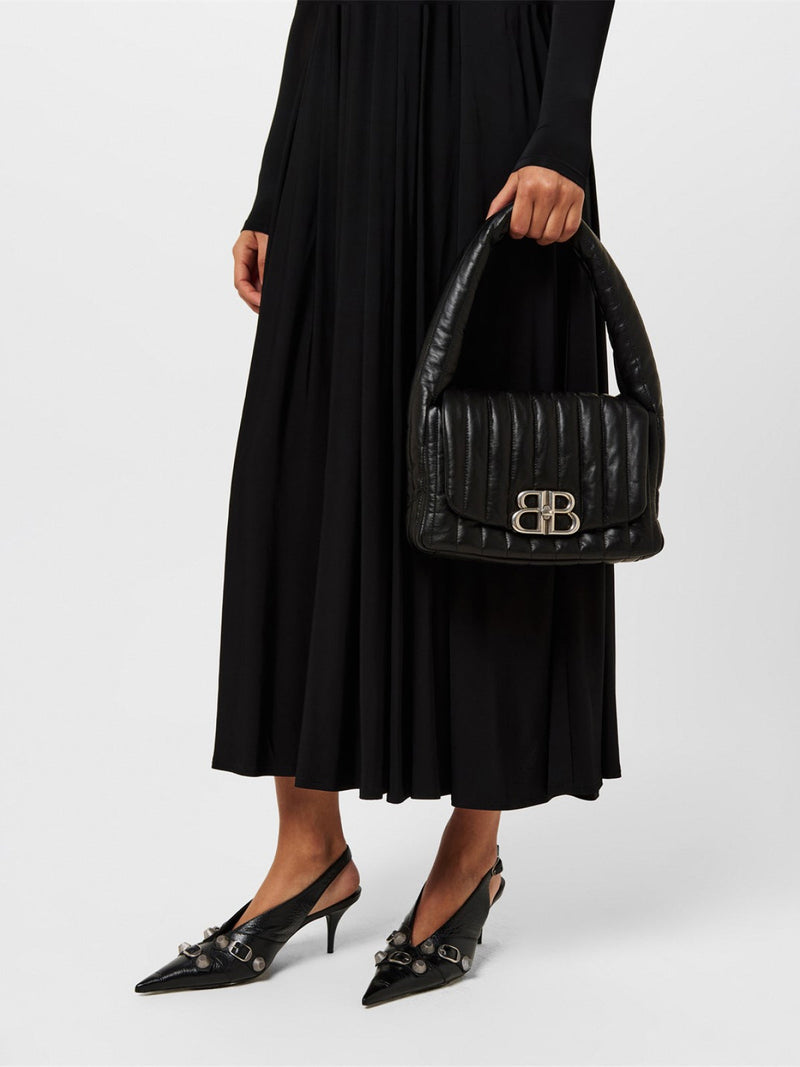 Balenciaga Monaco Shoulder Bag — Black Leather